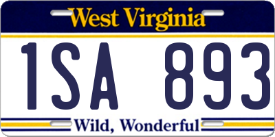 WV license plate 1SA893
