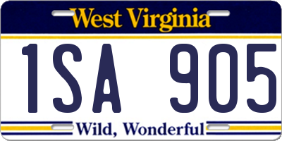 WV license plate 1SA905