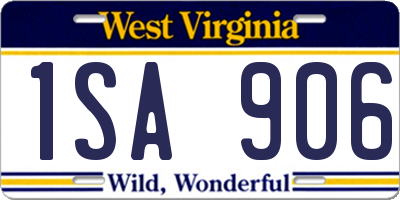 WV license plate 1SA906