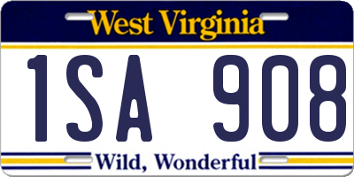 WV license plate 1SA908
