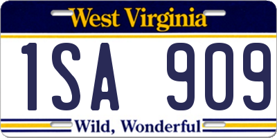 WV license plate 1SA909