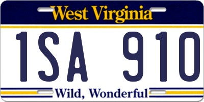 WV license plate 1SA910