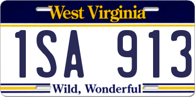 WV license plate 1SA913
