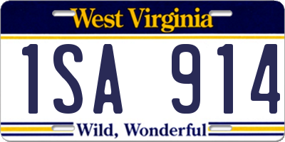 WV license plate 1SA914