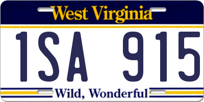 WV license plate 1SA915