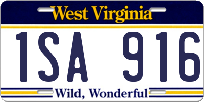 WV license plate 1SA916