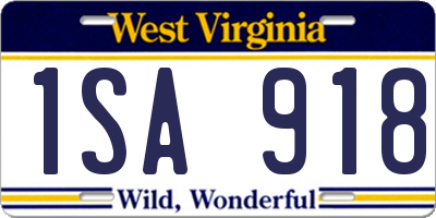 WV license plate 1SA918