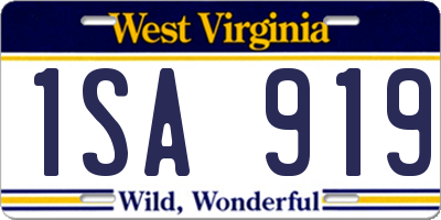 WV license plate 1SA919