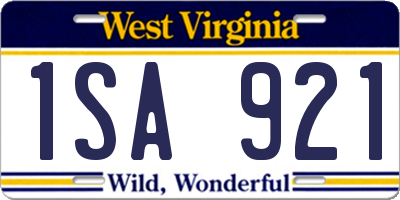 WV license plate 1SA921