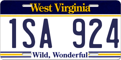 WV license plate 1SA924