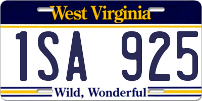 WV license plate 1SA925