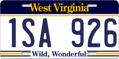 WV license plate 1SA926
