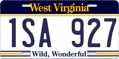 WV license plate 1SA927