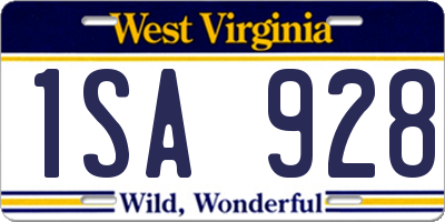 WV license plate 1SA928