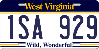 WV license plate 1SA929