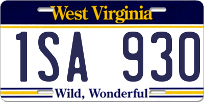 WV license plate 1SA930