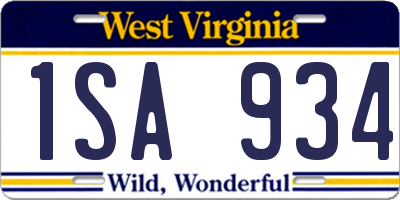 WV license plate 1SA934
