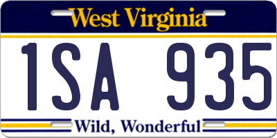 WV license plate 1SA935