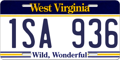 WV license plate 1SA936