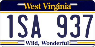WV license plate 1SA937