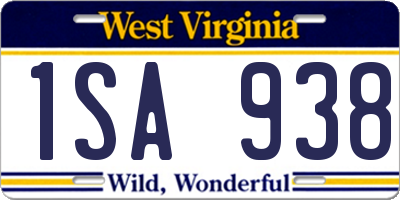 WV license plate 1SA938