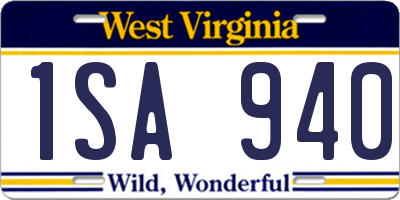 WV license plate 1SA940