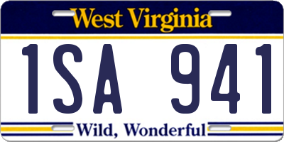 WV license plate 1SA941