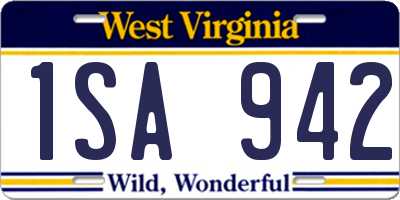 WV license plate 1SA942