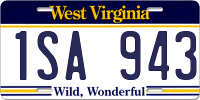 WV license plate 1SA943
