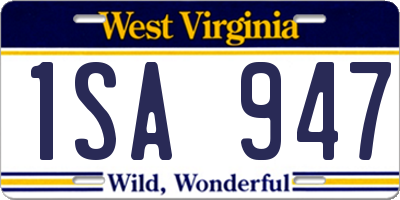 WV license plate 1SA947