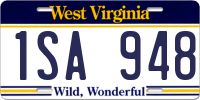 WV license plate 1SA948