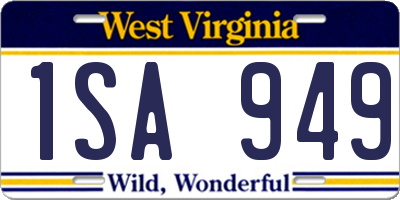 WV license plate 1SA949