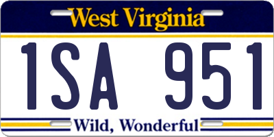 WV license plate 1SA951