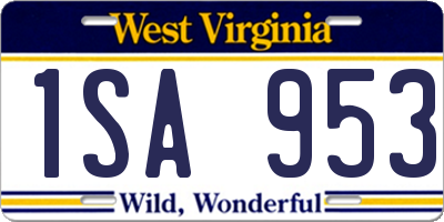 WV license plate 1SA953
