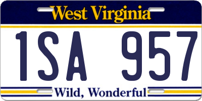 WV license plate 1SA957