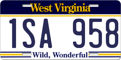 WV license plate 1SA958