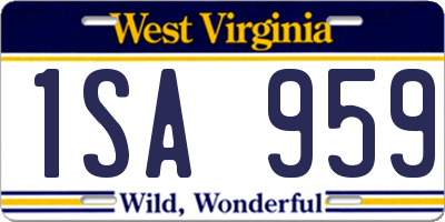 WV license plate 1SA959