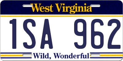 WV license plate 1SA962