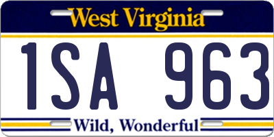 WV license plate 1SA963
