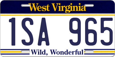 WV license plate 1SA965