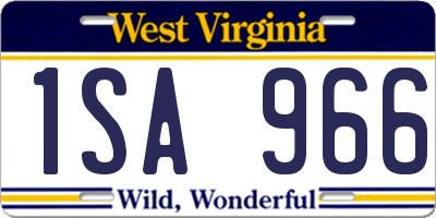 WV license plate 1SA966