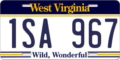 WV license plate 1SA967