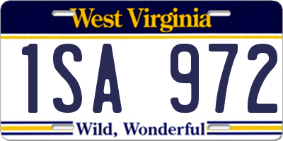 WV license plate 1SA972
