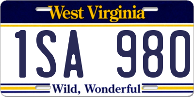 WV license plate 1SA980
