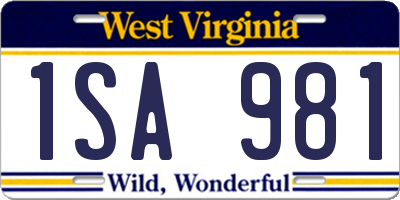 WV license plate 1SA981