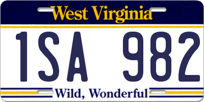 WV license plate 1SA982