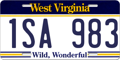 WV license plate 1SA983