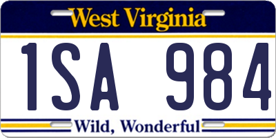 WV license plate 1SA984
