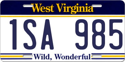 WV license plate 1SA985