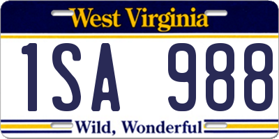 WV license plate 1SA988